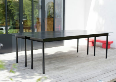 Table haute double en acier sur-mesure