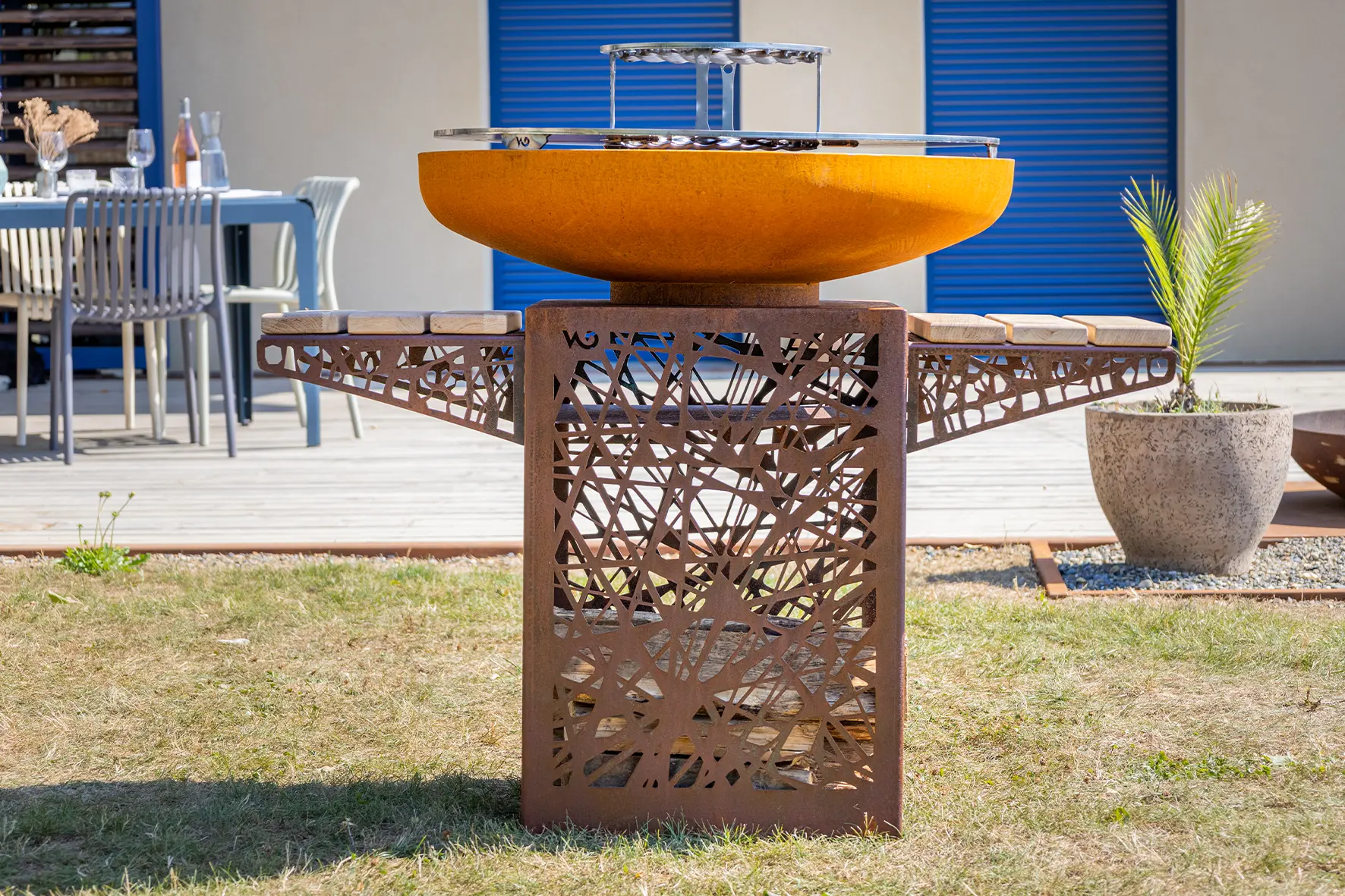 brasero acier brute corten welding design.