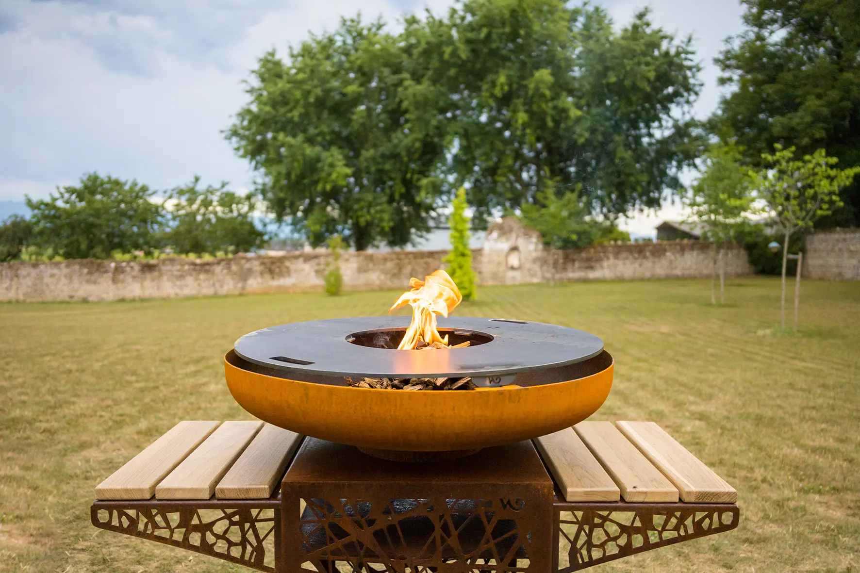 brasero corten acier allumage feu de bois welding design