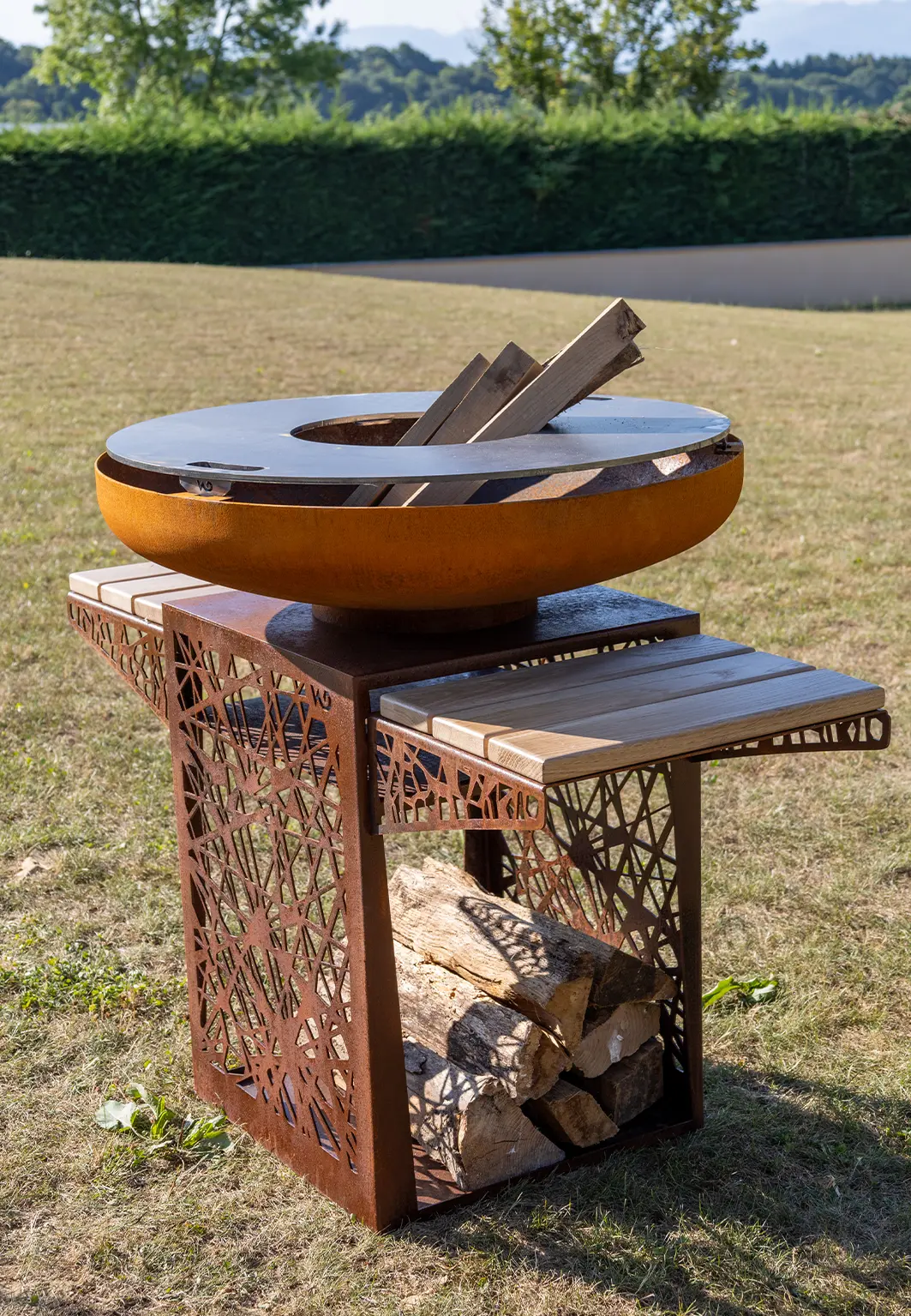 brasero démmarageu feu facile bois premium corten welding design