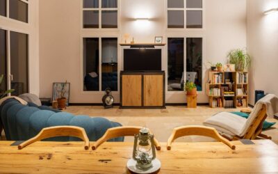Meuble TV motorisé acier et chêne