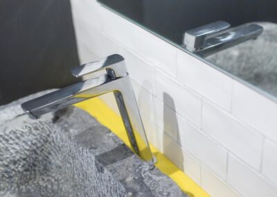 Meuble vasque acier jaune
