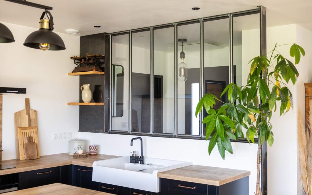 Verrière cuisine avec caisson diamant