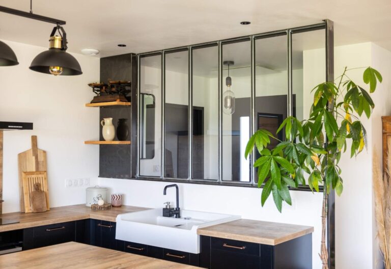 Verrière cuisine avec caisson diamant