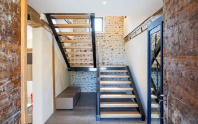 Escalier limon tube rectangulaire sur mesure