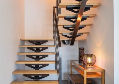 escalier 2-4 tournant acier chene