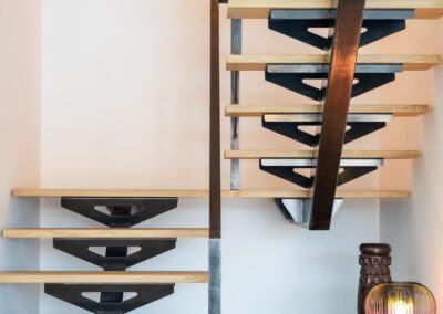 escalier 2-4 tournant chene acier