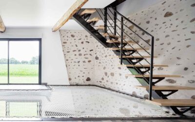 Escaliers limon central style industriel