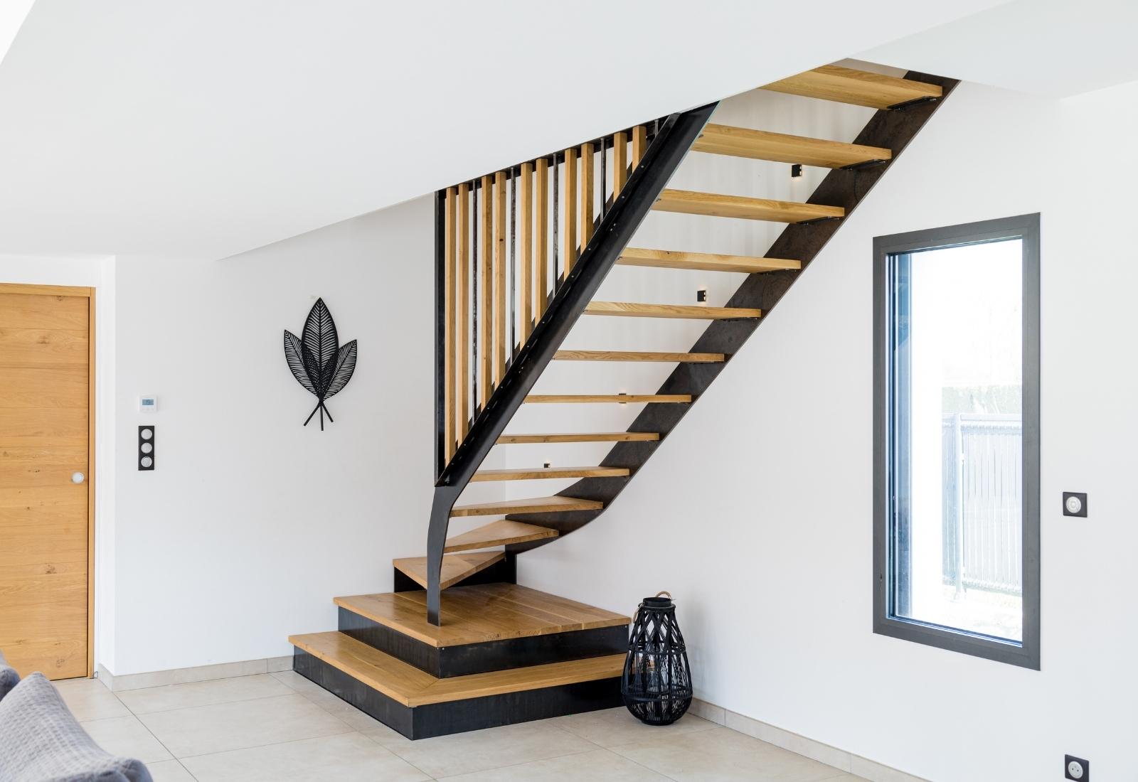 escalier acier et bois massif
